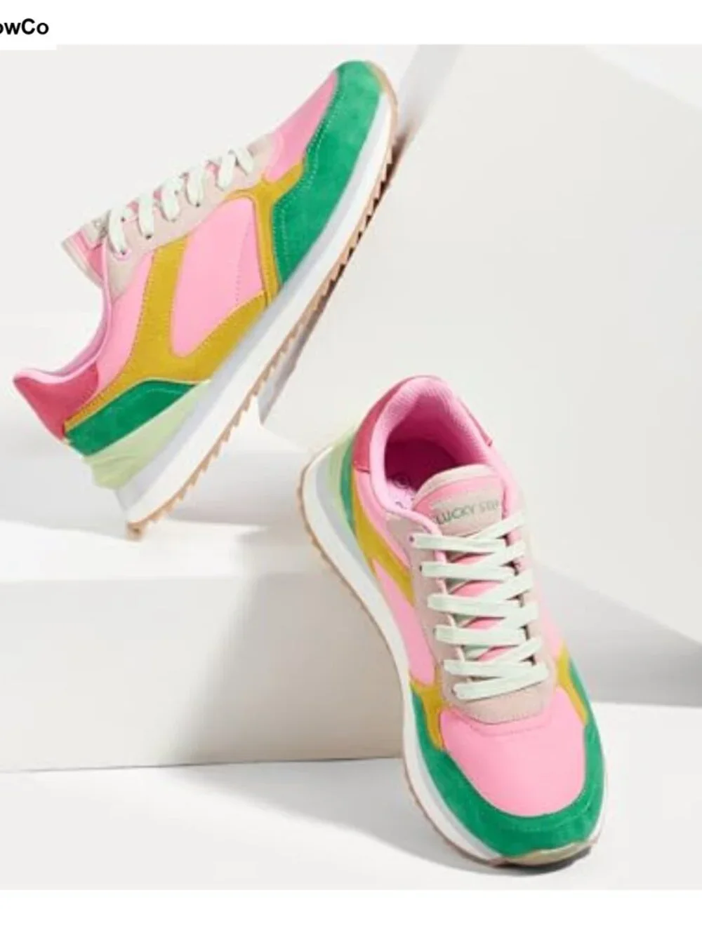 Women's Platform Sneakers Suede Colorblock Retro Casual Athletic